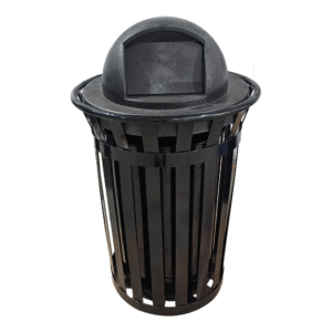 36 Gallon Slatted Wide Top Commercial Trash Receptacle With Dome Lid & Liner