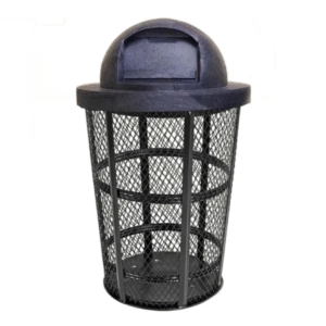 Outdoor Steel Mesh Corrosion Resistant Trash Can, 48 Gallon With Plastic Dome Lid