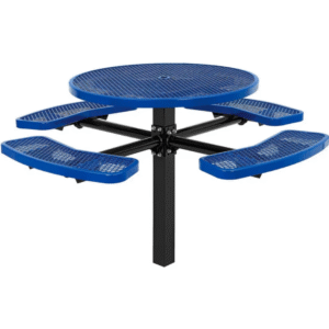 Single Pedestal Circular 46" Commercial Picnic Table - Expanded Metal - Image 3