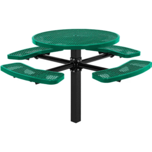 Single Pedestal Circular 46" Commercial Picnic Table - Expanded Metal - Image 1