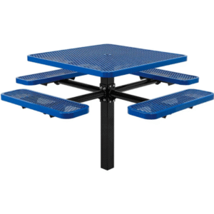 Single Pedestal Square 46" Commercial Picnic Table - Expanded Metal - Image 2