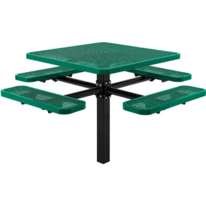 Single Pedestal Square 46" Commercial Picnic Table - Expanded Metal - Image 1