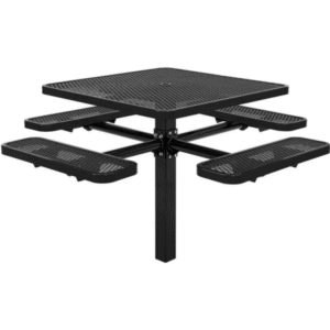 Single Pedestal Square 46" Commercial Picnic Table - Expanded Metal - Image 3
