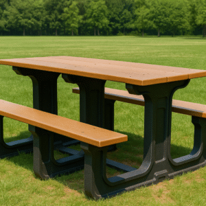 Recycled Plastic Rectangle Commercial Picnic Table - 6ft Cedar In Stock - Image 2